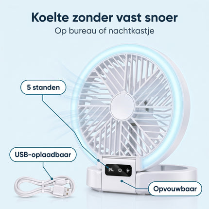 infographic-2: Cheqo tafelventilator oplaadbaar opvouwbaar led