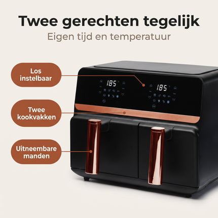 infographic-2: Dual airfryer 9 liter rose gold
