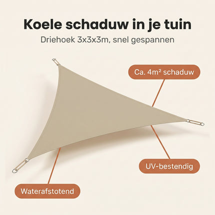 Cheqo® Schaduwdoek Driehoek - Zand Beige - Benefit Map