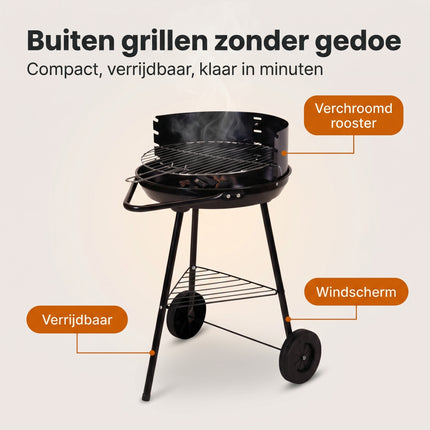 Cheqo® Houtskoolbarbecue 43x70 cm Zwart - Benefit Map