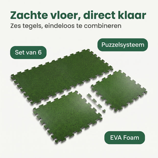 Cheqo® Vloermat Tegels Set van 6 Grasprint - Benefit Map