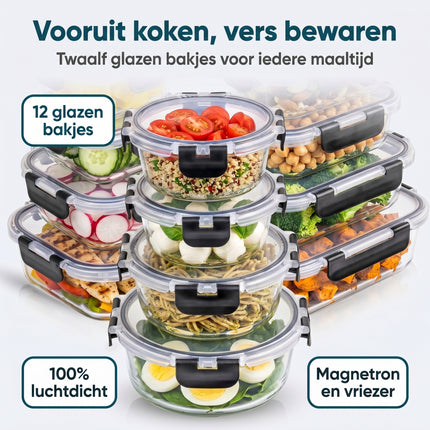 Cheqo Meal Prep Bakjes Set van 12 - Benefit Map
