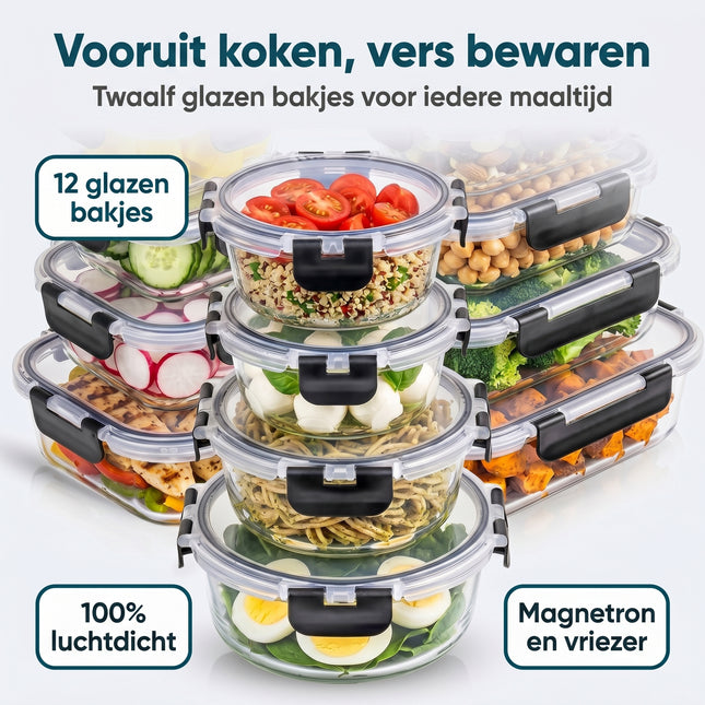 Cheqo Meal Prep Bakjes Set van 12 - Benefit Map