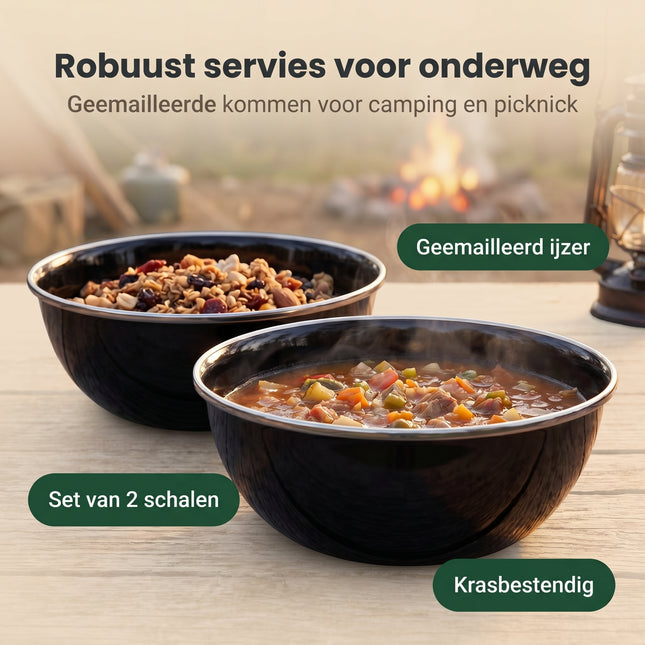 Cheqo Campingschalen Set van 2 Emaille - Benefit Map