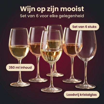Cheqo® Wijnglazen Set van 6 Stuks - Benefit Map
