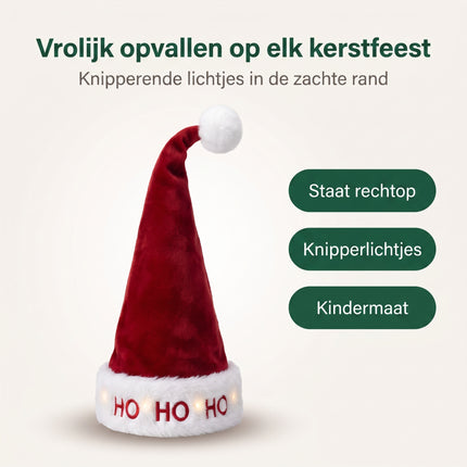 infographic-2: Kinder kerstmuts met lichtjes en veer