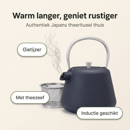 Cheqo® Theepot Gietijzer 1L Grijs - Benefit Map