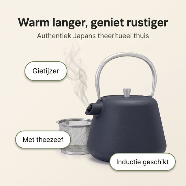 Cheqo® Theepot Gietijzer 1L Grijs - Benefit Map