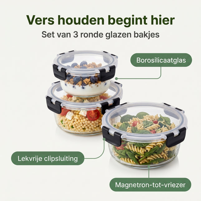 Cheqo Meal Prep Bakjes Set van 3 - Benefit Map