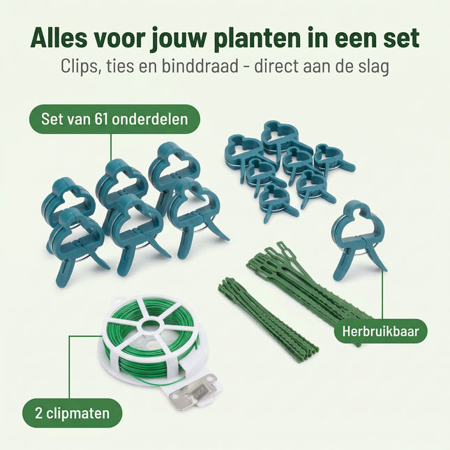 Cheqo Plantenclips met Binddraad Set van 61 - Benefit Map