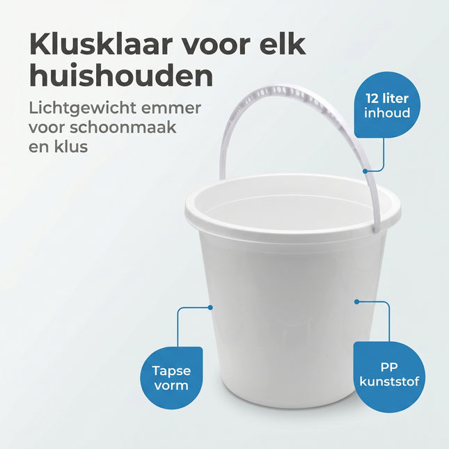Cheqo® Emmer met Handvat 12L Wit - Benefit Map