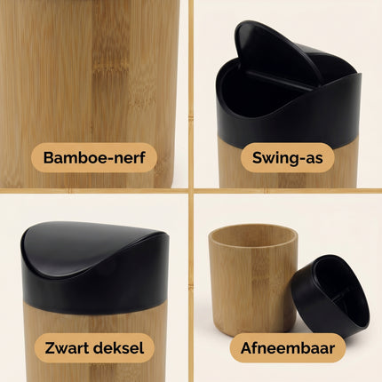 Cheqo Tafelafvalbak Mini Bamboe - Detail Split
