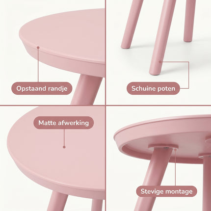 Cheqo® Kindertafel Rond Pastel Roze - Detail Split