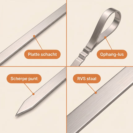 Cheqo® BBQ Spiezen Set van 8 - Detail Split