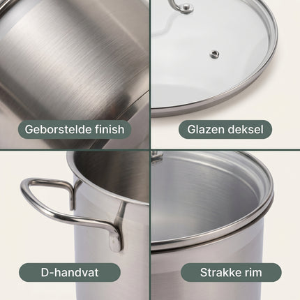 Cheqo® Soeppan RVS met Glazen Deksel - Detail Split
