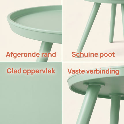 Cheqo® Kindertafel Rond — Pastel Groen - Detail Split