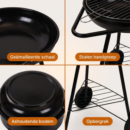 Cheqo® Houtskoolbarbecue 43x70 cm Zwart - Detail Split