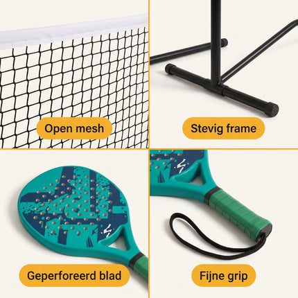 Cheqo® Padelset met Net - Detail Split