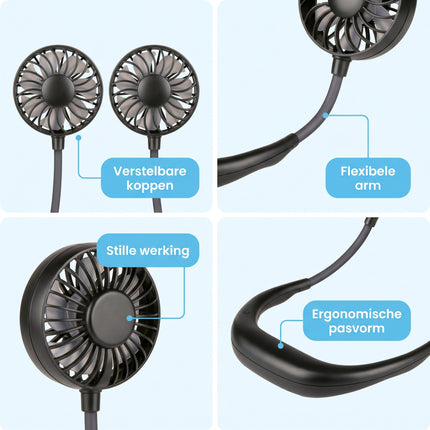 Cheqo® Nekventilator - Draagbare Ventilator - Halsventilator - Handsfree - USB Oplaadbaar - Detail Split