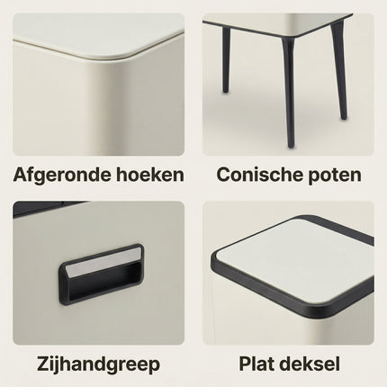 Cheqo® Prullenbak op Pootjes - Afvalbak 35 Liter - Detail Split