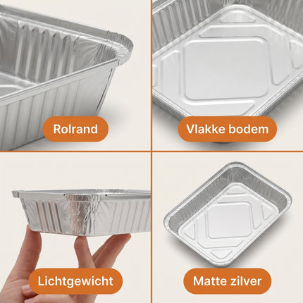 Cheqo® Grillschalen Set van 5 - BBQ Aluminium Barbecue Schalen - Wegwerpschalen - Grillbakjes - Lekbakken - Stoombakje - Oven - Airfryer - Vetopvangbakjes - Bereidingsbakjes - Aluminiumfolie Bakjes - Barbecue Accessoires