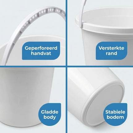 Cheqo® Emmer met Handvat 12L Wit - Detail Split