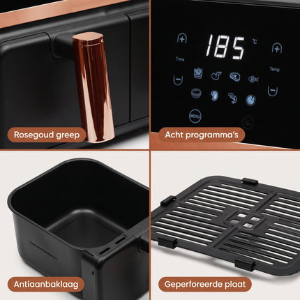 infographic-3: Dual airfryer 9 liter rose gold