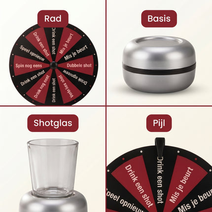 Cheqo® Drankspel Wheel of Shots - Detail Split