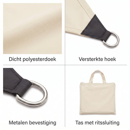 infographic-3: Cheqo schaduwdoek driehoek creme 360cm