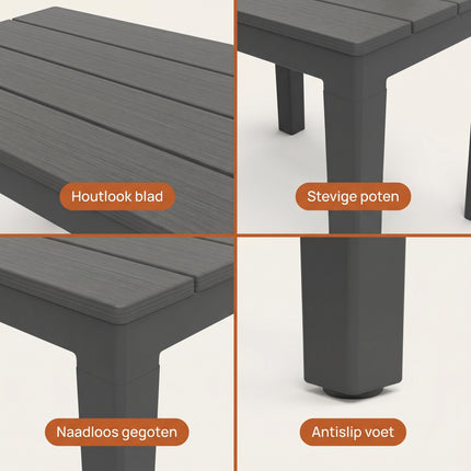 Cheqo® Bijzettafel Antraciet - Detail Split