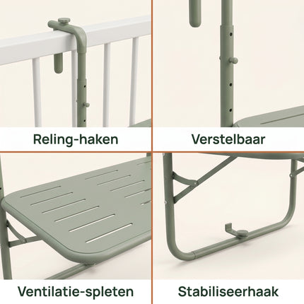 Cheqo® Balkontafel Mat Groen - Detail Split