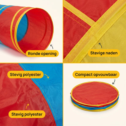 Cheqo® Speeltunnel Kruiptunnel Pop-Up Krabbeltunnel (ca. 180 cm lang, ca. 45 cm diameter) - Detail Split