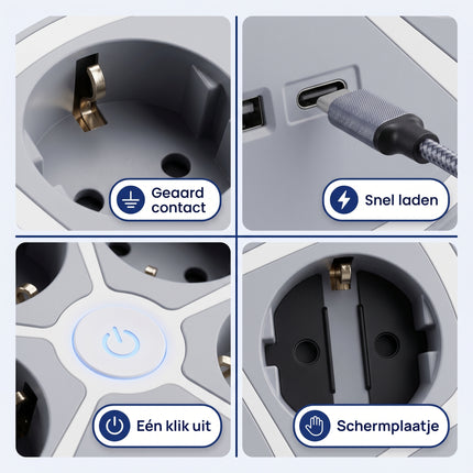 Cheqo® Stekkerdoos 4-Voudig - Detail Split