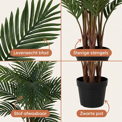 Cheqo® Kunstpalm - Kunstplant Palmboom - Kunstplanten voor Binnen - Grote Kunstplant - Detail Split