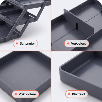 Cheqo® Lade Organizer 3-laags Uitklapbaar - Detail Split