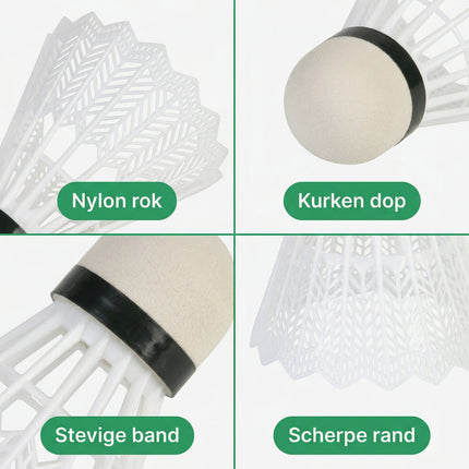 Cheqo® Badminton Shuttles in Koker Set van 3 - Detail Split