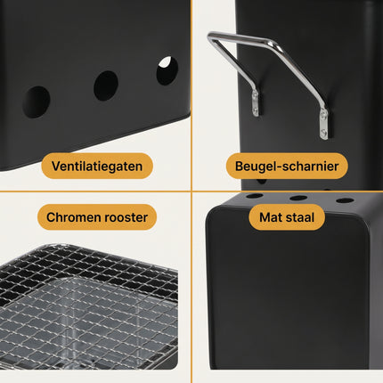 Cheqo BBQ Kubus Mini-Barbecue Tafelbarbecue - Detail Split