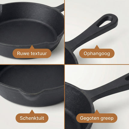 Cheqo BBQ Koekenpan Klein Gietijzer - Detail Split