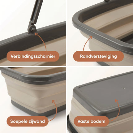 Cheqo® Opvouwbare Boodschappenmand - Inklapbare Mand met Handvat - Detail Split