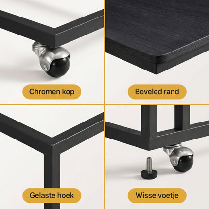 Cheqo® Bijzettafel op Wieltjes C-Vorm - Detail Split