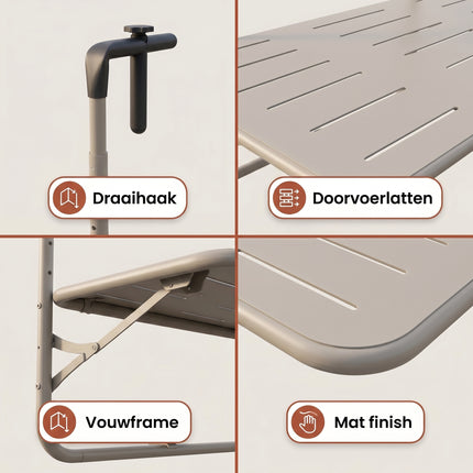 Cheqo® Balkontafel Inklapbaar - Detail Split