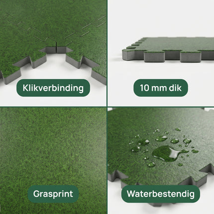 Cheqo® Vloermat Tegels Set van 6 Grasprint - Detail Split