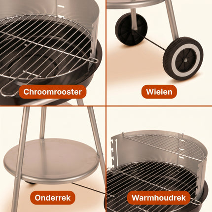 Cheqo® Houtskool Barbecue 47x77 cm Zwart/RVS - Detail Split