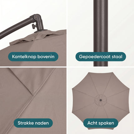 Cheqo® Zweefparasol - Detail Split