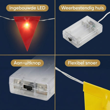 Cheqo® Vlaggenlijn met LED Verlichting - Detail Split