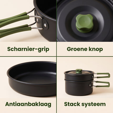 Cheqo® Camping Pannenset Set van 2 - Detail Split