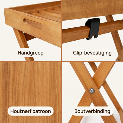 Cheqo® Bijzettafel Inklapbaar met Afneembaar Dienblad - Detail Split