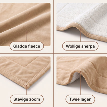infographic-3: Ceruzo sherpa fleece deken 150x200 cm beige