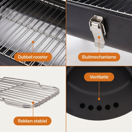 Cheqo® Houtskoolbarbecue Tafelmodel - Detail Split