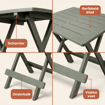 Cheqo® Campingtafel Inklapbaar Saliegroen - Detail Split